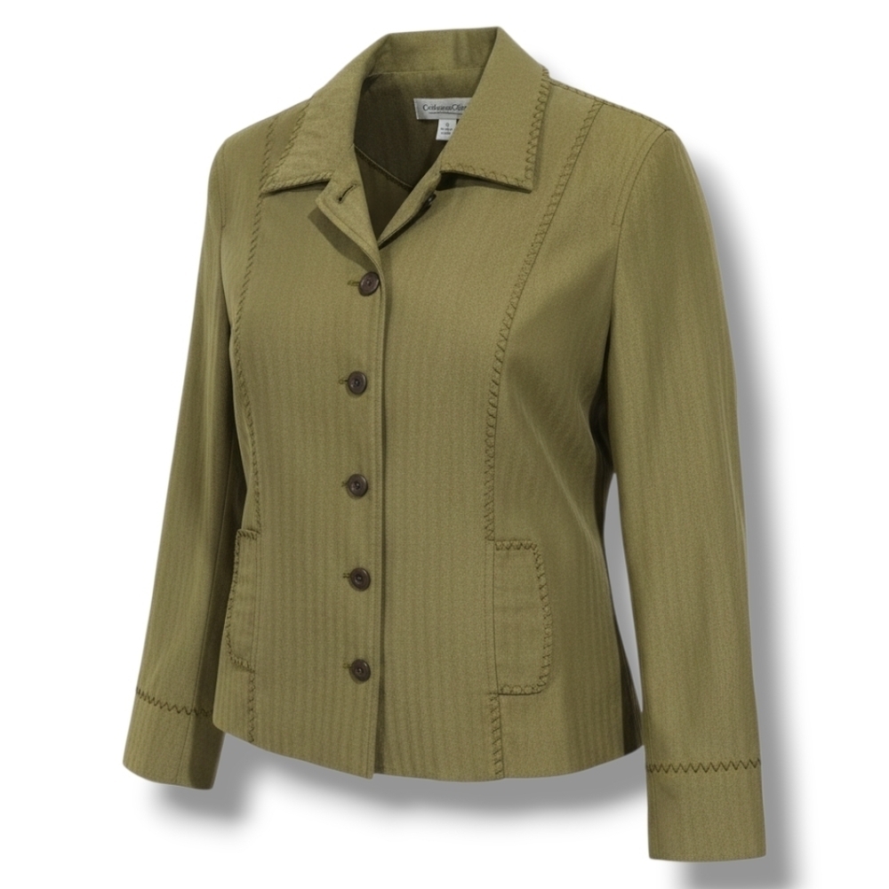 Coldwater Creek women's olive green lightweight button-down Jacket